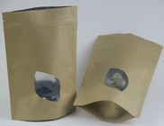 Túi giấy màu nâu giấy kraft lót giấy có cửa sổ / đứng lên Túi trà xanh Zip