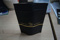 Túi trà lá nhôm Đóng gói / Đứng lên Matt Túi cà phê bằng nhựa màu đen có khóa Zip
