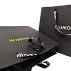 Logo thương hiệu tùy chỉnh Bảng giấy màu đen sang trọng Bao bì quần áo quà tặng túi mua sắm Bao bì giấy
