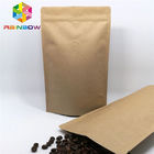 Đứng lên Túi giấy màu nâu nhựa Túi giấy tùy chỉnh có khóa Zip cho Coffee Bean