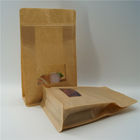 Túi giấy kraft vuông màu nâu với cửa sổ rõ ràng, túi cà phê Zip Lock