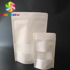 White Doypack Snack Bag Bao bì Chất liệu giấy kraft với cửa sổ / Zipper rõ ràng