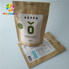 Không gây ô nhiễm Heat Seal Bao bì thực phẩm Đứng lên Túi giấy kraft cho Nuts / Protein Powder