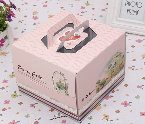 Pink Blue Square Bánh sinh nhật Hộp giấy Bao bì / Hộp quà tặng Tùy chỉnh