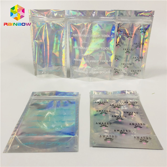 Clear Window Bao bì mỹ phẩm Túi tùy chỉnh In bằng nhựa Hologram Mylar Túi