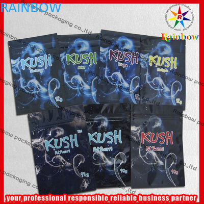 Kush nhôm lá Zip túi nhựa, túi thảo dược đầy màu sắc dây kéo