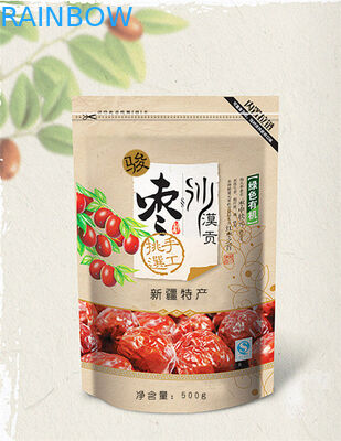 Tùy chỉnh in túi giấy bao bì với dây kéo và đáy Gusset cho bao bì gạo