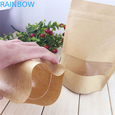 Xóa cửa sổ Túi giấy tùy chỉnh, Túi giấy màu nâu Zipper