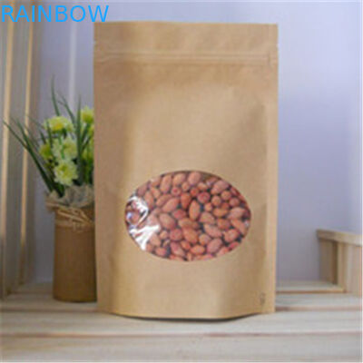 Xóa cửa sổ Túi giấy tùy chỉnh, Túi giấy màu nâu Zipper