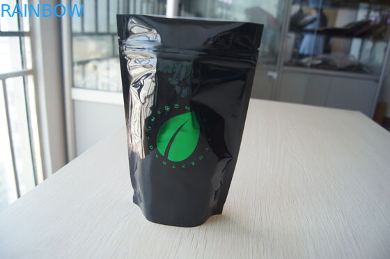 Glossy Black Hot dập nhôm lá túi, Ziplock Coffee Bean