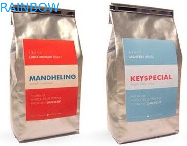 Flat bottom Matte Kết thúc túi nhôm lá, túi bao bì cà phê bạc Tin Tie