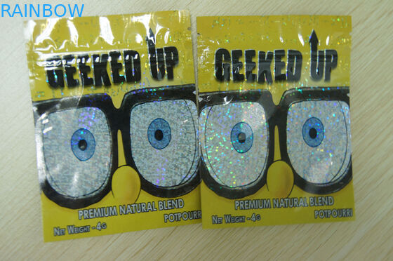 Ziplock Herbal Incense Bao bì 4g Laser Film Nhựa GEEKED UP Vàng