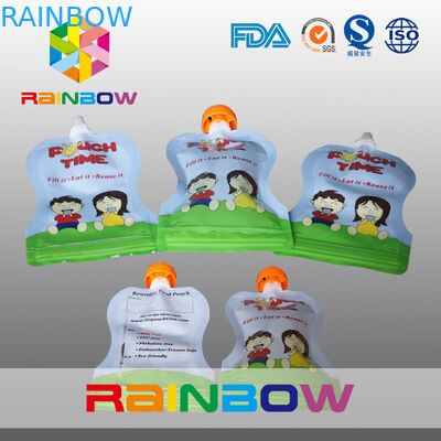 Silvery Stand Up Túi Spouted In đầy đủ với Tay cầm / Lable