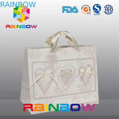 Thiết kế độc đáo Túi giấy trắng / đỏ tùy chỉnh có tay cầm