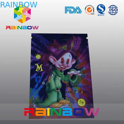 5g OMG Three Side Seal Túi bao bì thảo dược có khóa kéo