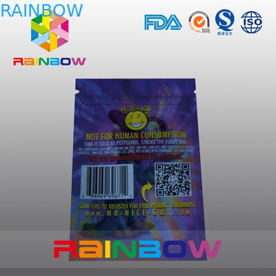 5g OMG Three Side Seal Túi bao bì thảo dược có khóa kéo