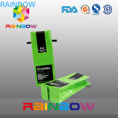 Glossy Side Gusset Tea Bao bì Túi nhôm, Green Tin Tie Coffee Bag