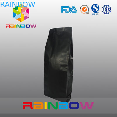 Túi màu đen có thể tùy chỉnh in đáy, túi cà phê bằng nhựa có khóa kéo / van