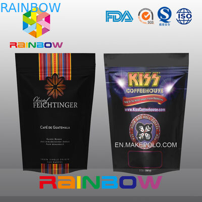 Lá đen đứng lên Túi trà Đóng gói với Ziplock cho mờ cà phê / thực phẩm đóng gói