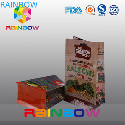 Túi nhựa đáy phẳng được in tùy chỉnh, Túi có đáy hình tứ giác với cửa sổ rõ ràng