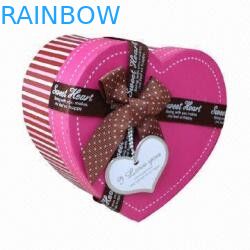 Hình trái tim trang trí sang trọng tái chế hộp giấy, hộp giấy màu hồng cho sô cô la