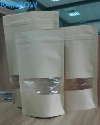 Thực phẩm đứng lên Túi quà tặng Túi giấy tùy chỉnh với cửa sổ rõ ràng Ziplock có thể khóa lại