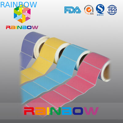 Không in Nhãn trắng tự dính cuộn giấy trắng đầy màu sắc với kích thước tùy chỉnh