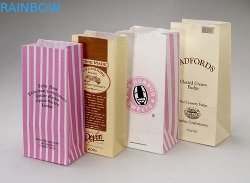 Logo tùy chỉnh Túi giấy kraft Bỏ đi thức ăn nhanh / Bánh mì / Túi mua sắm