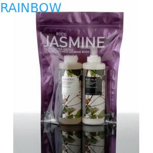 Mặt trước trong suốt Hiển thị túi nhựa bao bì mỹ phẩm với Zipper