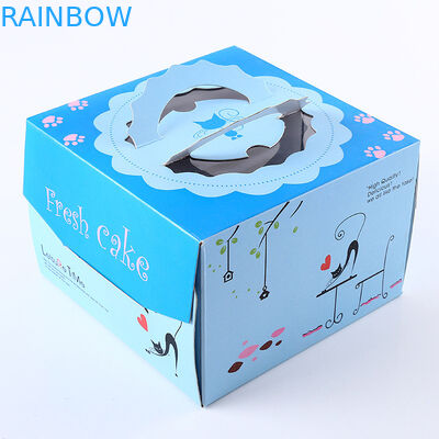 Pink Blue Square Bánh sinh nhật Hộp giấy Bao bì / Hộp quà tặng Tùy chỉnh