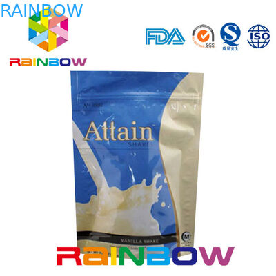 Làm mịn màng nhôm in Whey Protein Powder Packaigng Túi có khóa kéo