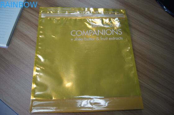 Mặt trước trong suốt Hiển thị túi nhựa bao bì mỹ phẩm với Zipper