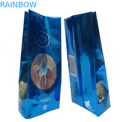 Túi cà phê thiết kế tùy chỉnh với van khử khí một chiều, xanh / đen