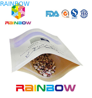 Đáy phẳng màu nâu Túi giấy tùy chỉnh / Túi giấy thủ công có dây kéo