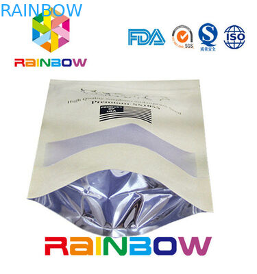 Đáy phẳng màu nâu Túi giấy tùy chỉnh / Túi giấy thủ công có dây kéo