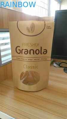 Tùy chỉnh in đứng túi giấy kraft, bao bì snack có cửa sổ