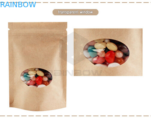 Ziplock đứng lên túi giấy kraft nâu cho bao bì trái cây khô