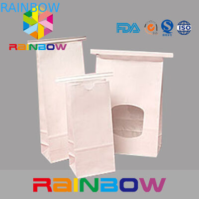 Túi giấy trắng đáy phẳng cửa sổ có thắt nơ