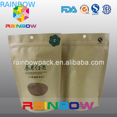 Doypack Giấy tái chế 2oz Giấy đứng lên Túi cà phê có cửa sổ