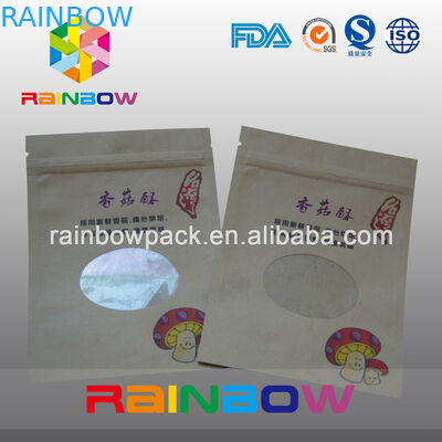 Doypack Giấy tái chế 2oz Giấy đứng lên Túi cà phê có cửa sổ