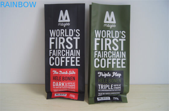 Túi cà phê lá nhôm bên tùy chỉnh có van, màu xanh đỏ