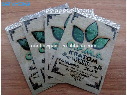 OPMS Kratom chiết xuất thực vật in túi nhựa ziplock vàng cho viên nang kratom cannabinoids