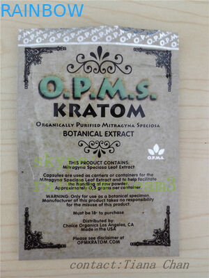 Thảo dược bao bì Ziplock vàng 3ct nhôm lá opms kratom bột