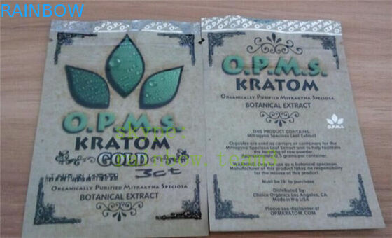 OPMS Kratom chiết xuất thực vật vàng túi thảo dược túi nhựa zip