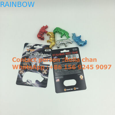 Shinny Silver / Gold sex viên Đồ chơi tê giác cho bao bì Go Rhino, chai hình kim loại