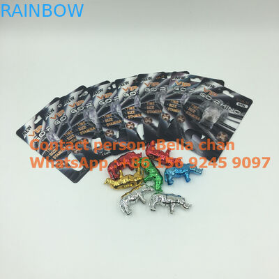 Shinny Silver / Gold sex viên Đồ chơi tê giác cho bao bì Go Rhino, chai hình kim loại