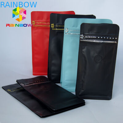 Túi cà phê Matt Black có van Bán buôn Khối cà phê đáy / Túi đáy phẳng cho 12oz 250g Cà phê