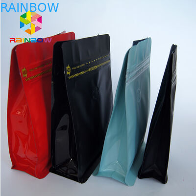 Túi cà phê Matt Black có van Bán buôn Khối cà phê đáy / Túi đáy phẳng cho 12oz 250g Cà phê