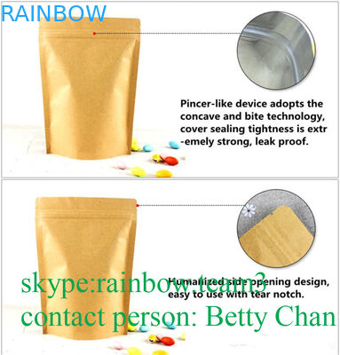 Khuyến mãi Túi giấy màu nâu có cửa sổ / Túi đựng trà có thể hàn nhiệt Doypack