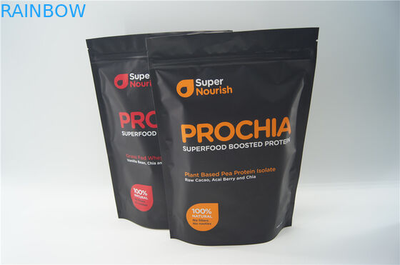 Lá nhôm tùy chỉnh Tái chế Đứng lên Zipper Zipper Túi Whey Protein Bao bì